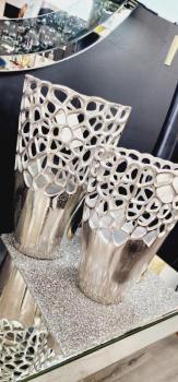 Silver Metal Cutout Vase