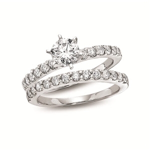 14kt 7/8ct tw-1/2ct Round Diamond Center Engagement Ring