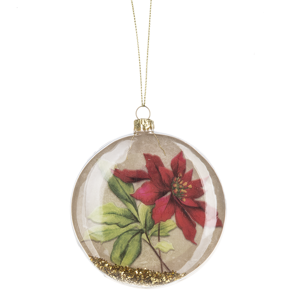 Boxed Poinsettia Disk Ornament