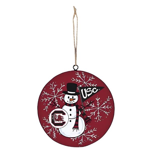 South Carolina Snowman Metal Ornament