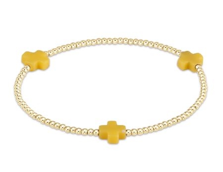 Signature Cross Gold Pattern 2mm Bead Bracelet - Canary Yellow