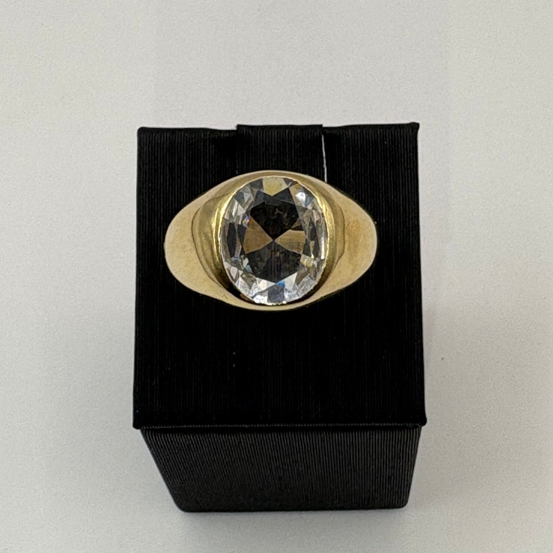 Men’s 10K Gold Ring with Bezel-Set Faceted Stone
