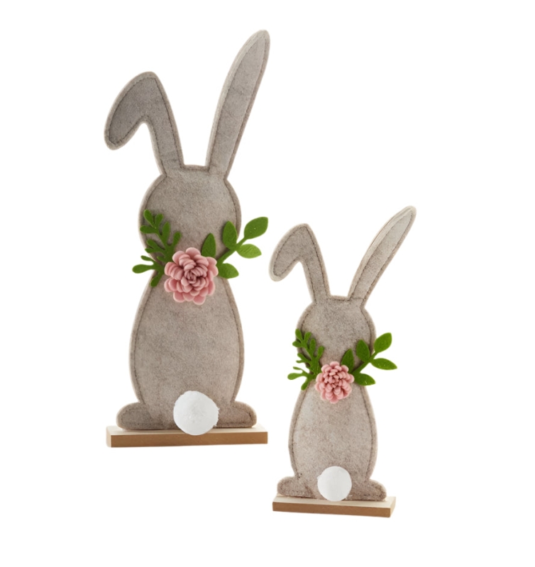 Felt rabbit with wood base