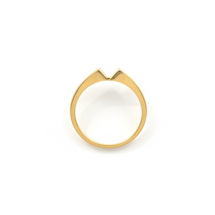 Gold Contour V-Notch Wedding Band