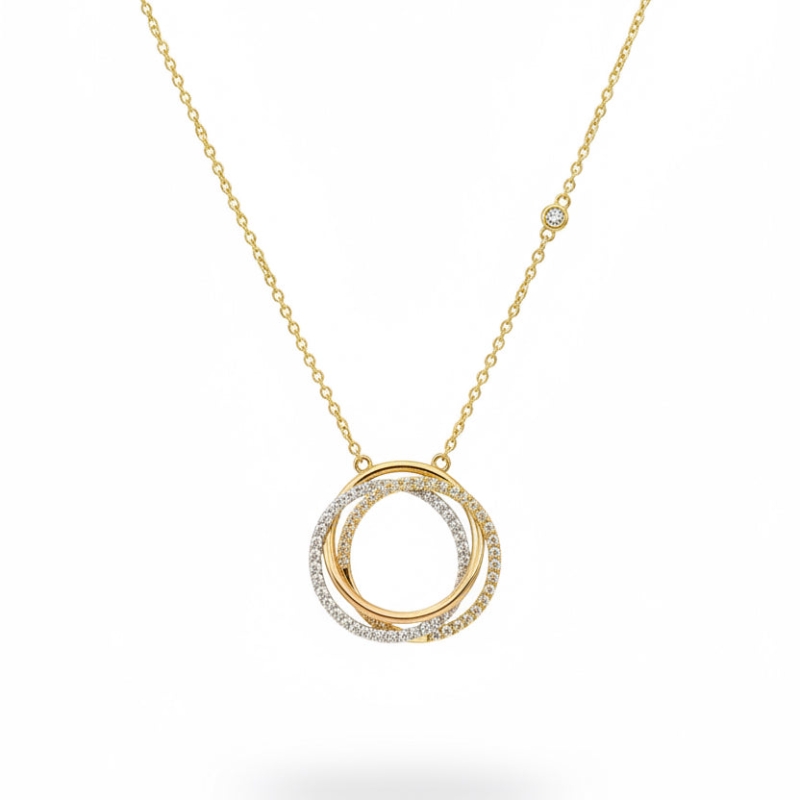 Diamond Interlocking Circle Necklace