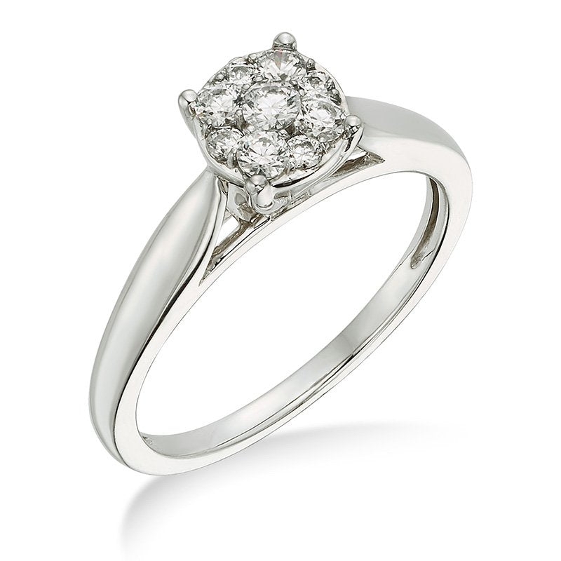 1/3 CTW Diamond Cluster Solitaire Ring