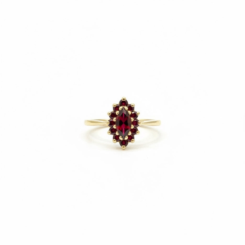 Vintage-Inspired Garnet Cluster Ring