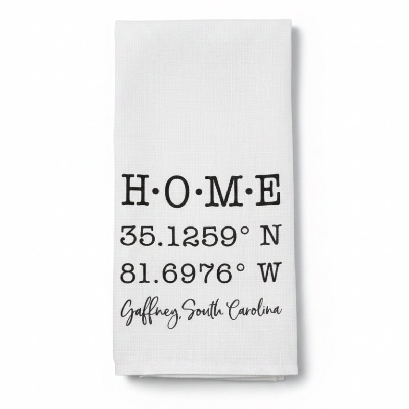 Home Dot Coordinates Dish Towel-Gaffney, SC