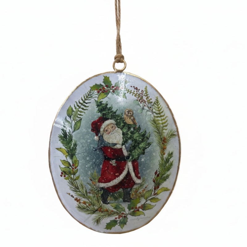 Santa Disk Ornaments, 3 asst.