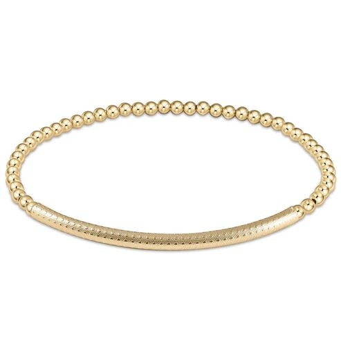 Bliss Bar Textured 3mm Bead Bracelet - Gold