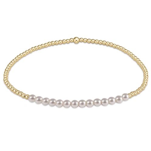 Gold Bliss 2mm Bead Bracelet - Pearl