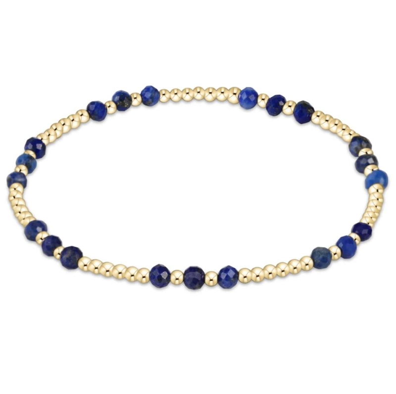 Gemstone Gold Joy 3mm Bead Bracelet - Lapis