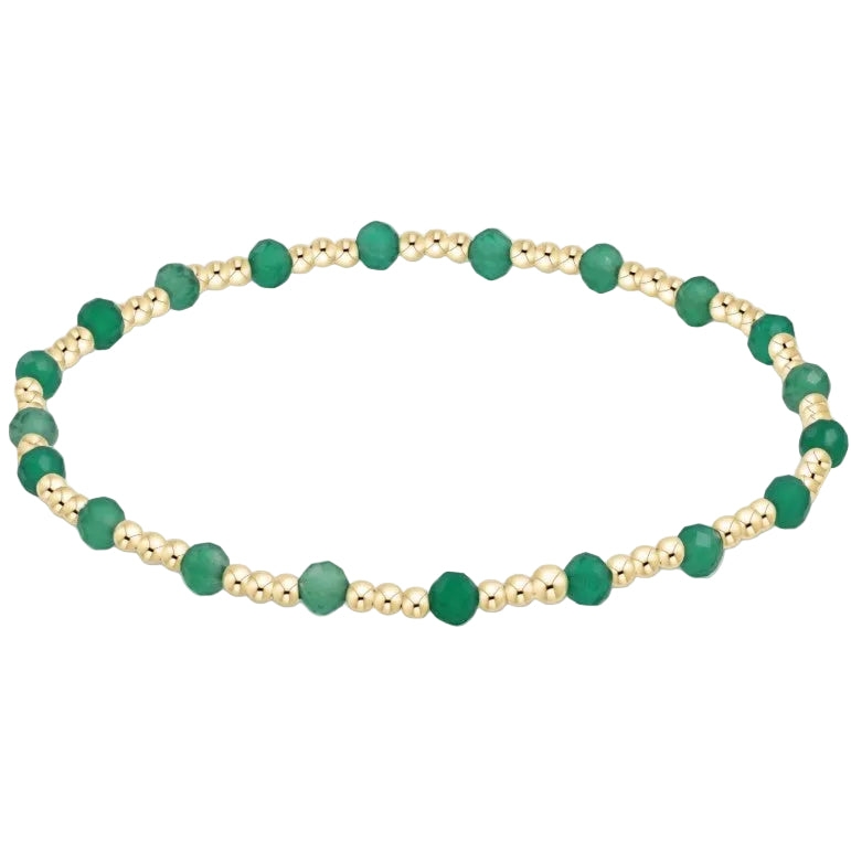 Gemstone Sincerity 3mm Bead Bracelet- Faceted Green Onyx