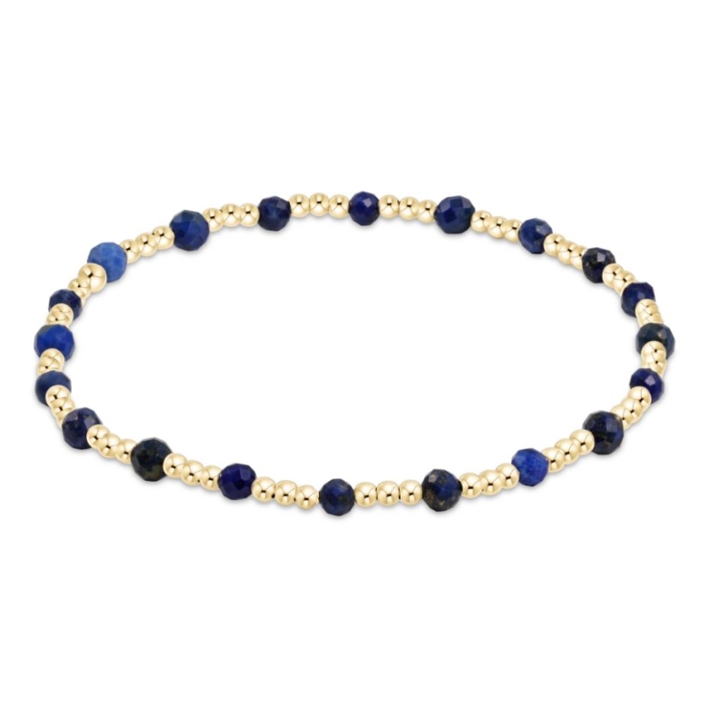 Gold Sincerity 3mm Bead Bracelet- Lapis