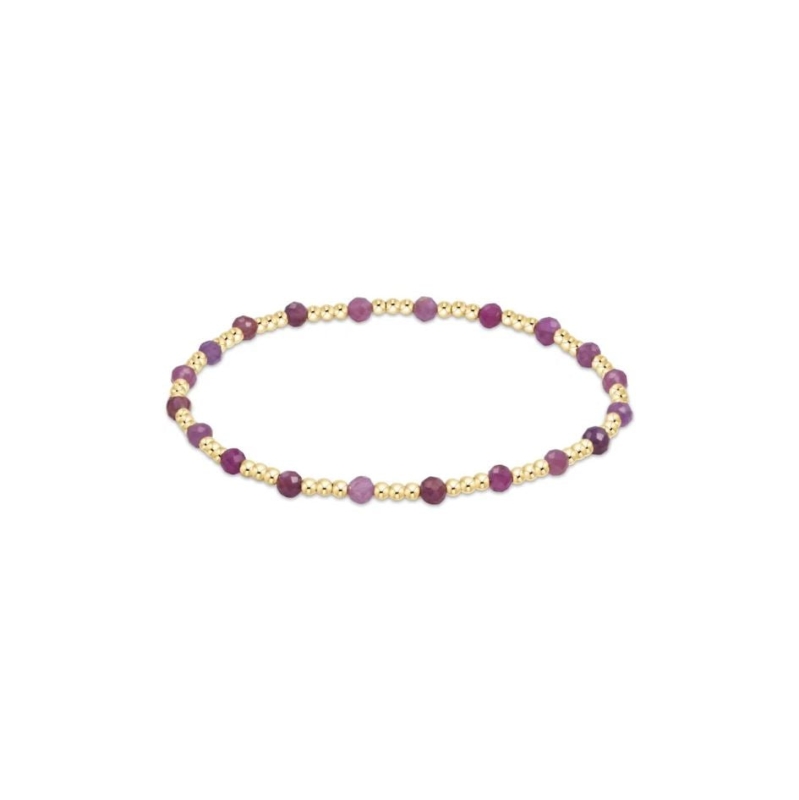 Gold Sincerity 3mm Bead Bracelet- Ruby