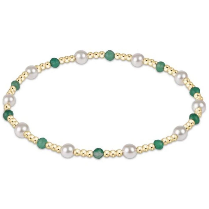 Pearl Sincerity Pattern 4mm Bead Bracelet - Green Onyx
