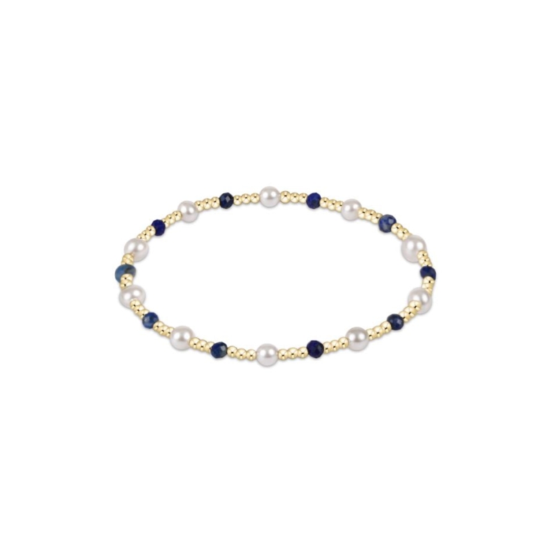 Pearl Sincerity Pattern 4mm Bead Bracelet - Lapis