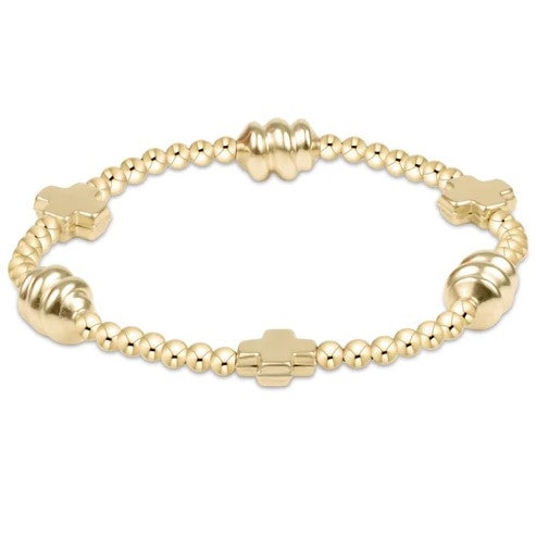 Signature Cross Admire Gold Pattern 3mm Bead Bracelet - Gold