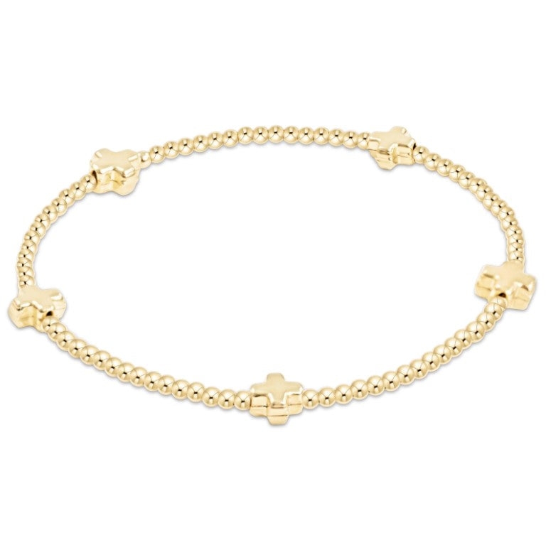Signature Cross Small 2mm Gold Bracelet - Gold
