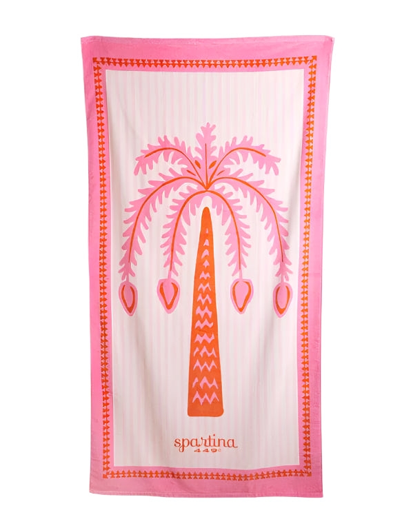 Beach Towel Palm Stripe Pink