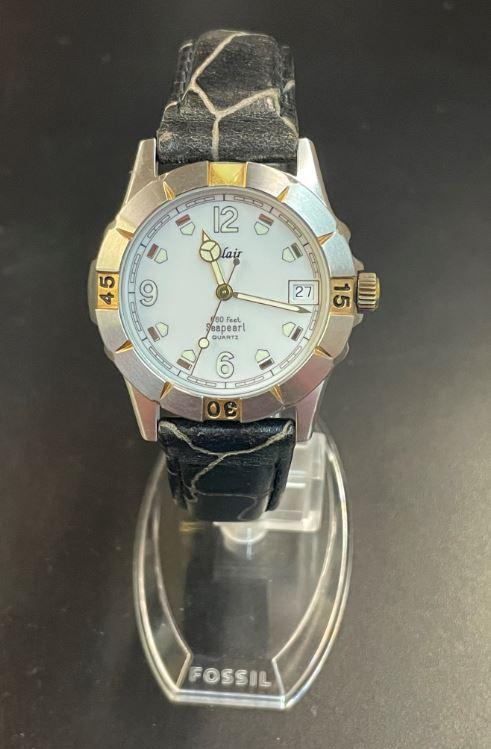 Seapearl Black Leather Watch
