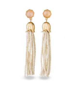Cream Bellflower Tassel Earrings