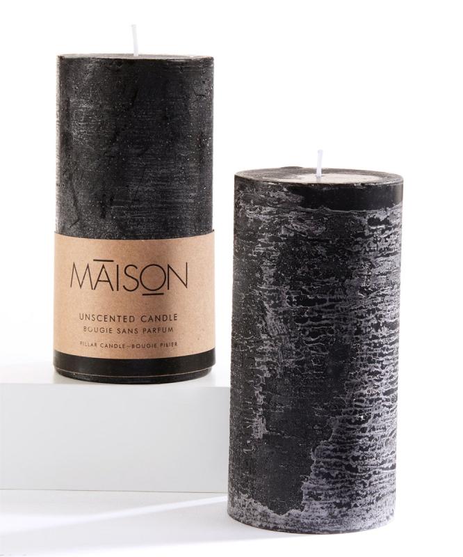 Black 3x6 Rustic Pillar Candle