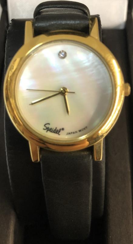 Black Leather Watch With Diamond 60554232