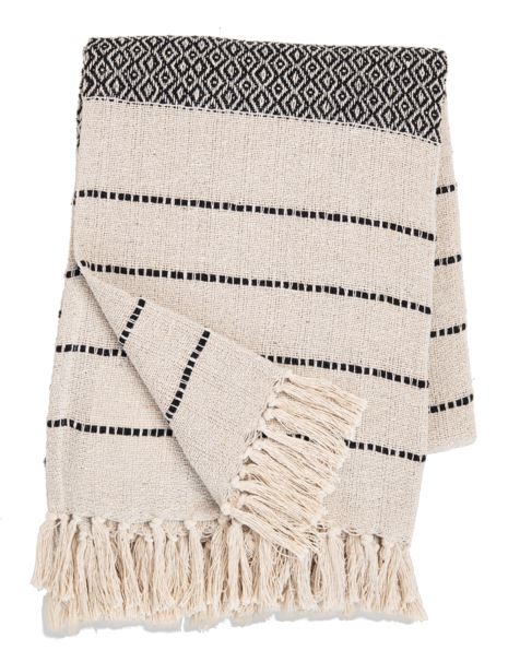 Black & Natural Dots & Stripes Throw