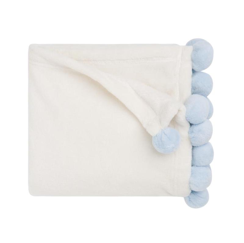 Blue Pom-Pom Baby Blanket
