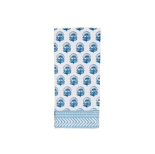 Blue Floral Pattern Edge Towel