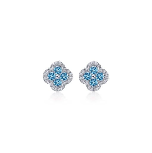 Blue Topaz 0.8 CTW Halo Stud Earrings