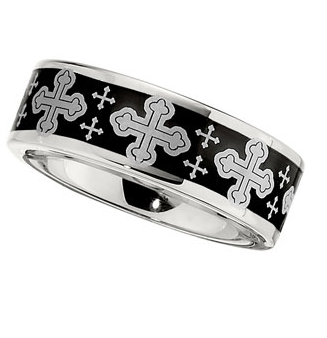 8.0mm Dura Cobalt Band with Black Laser Crosses
