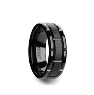 Windsor Black Tungsten Carbide Men\'s Wedding Band