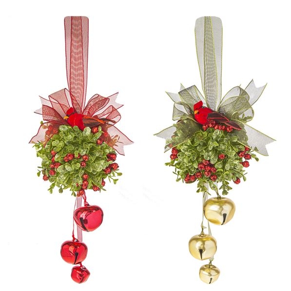 Cardinal Jingle Bell Door Decor Kissball