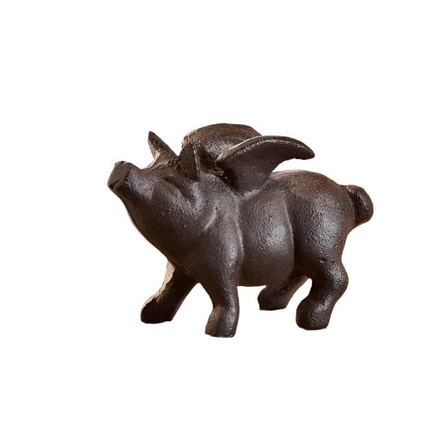 Cast Iron Flying Pig Figurine