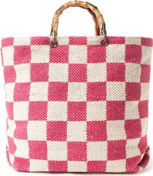Classic Cottage Checker Tote Bag - Pink