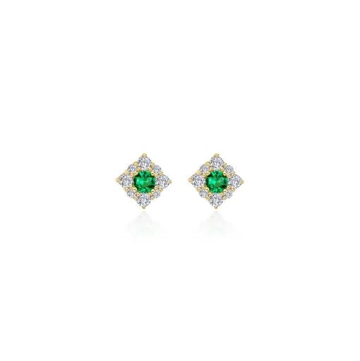 Emerald 0.54 CTW Halo Stud Earrings