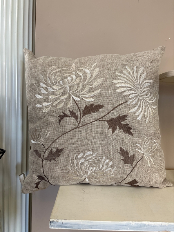 Embroidered Flower Pillow