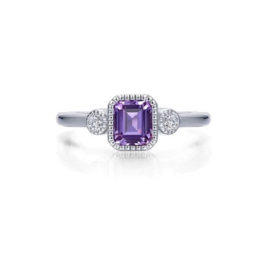 Square February Birthstone Ring