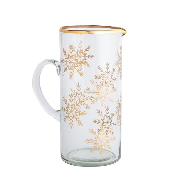 Gold Snowflake Glass Pitcher