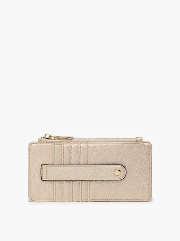 Saige Vegan Leather Slim Card Wallet- Gold