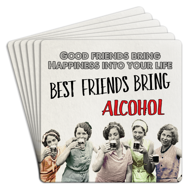 Good Friends Bring Happiness Paper Coaster 6pk