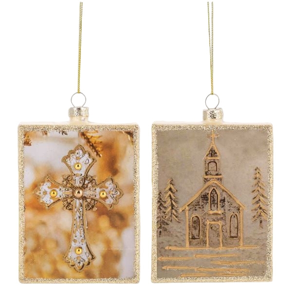 Glass Block Ornaments, 2 asst