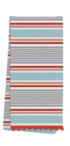 Holiday Tea Towel with Scalloped Trim