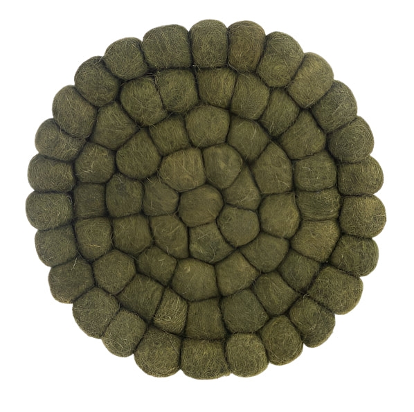 Oversized Handmade Felted Wool Pom Trivet, asst