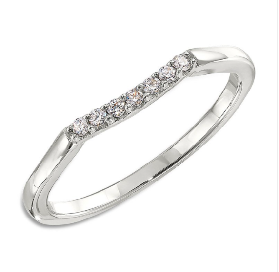 14KT White Gold .08CT TW(7)Diamond Curve Wedding Band