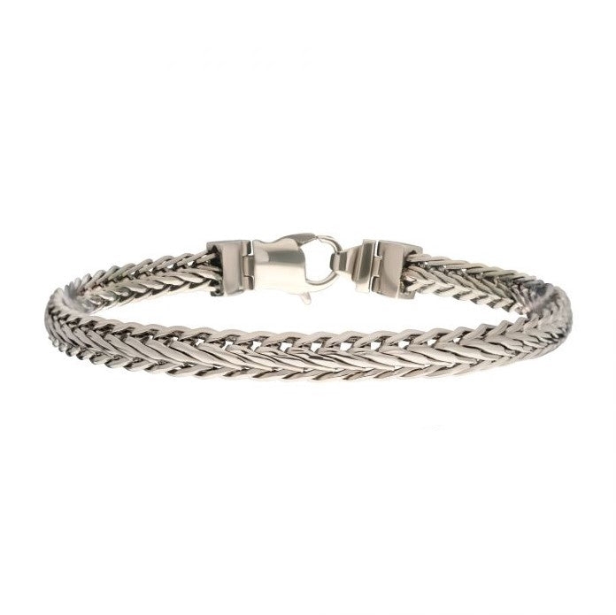 High Polished Finish Stainless Steel Double Diamond Cut Spiga Chain Bracelet