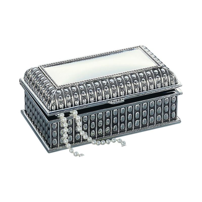Silverplated Rectangular Box with Beaded Antique Design, 3\