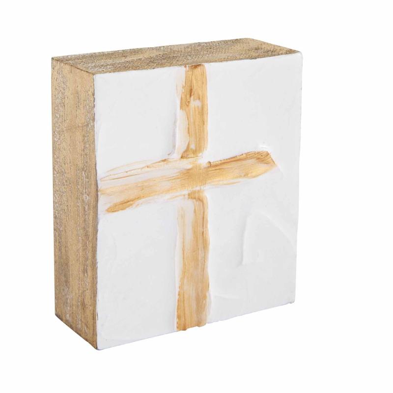 Small Gold Cross Decorative Block